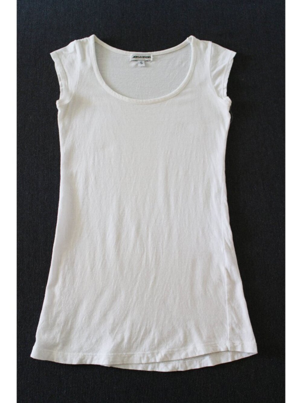 Jennifer White Cotton Blend Shortsleeve Scoop Neck T-Shirt Y2K Size S